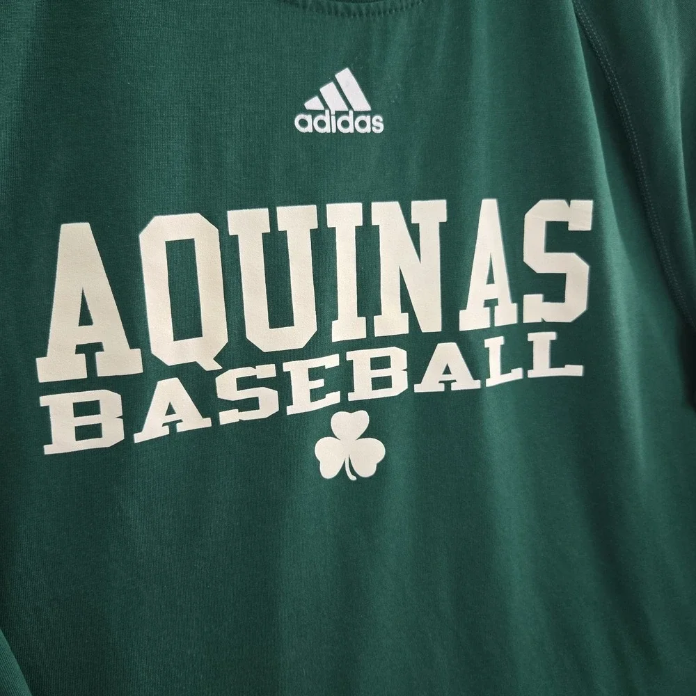 Adidas Aquinas Baseball Climalite Mens Long Sleeve Shirt Size Large Green